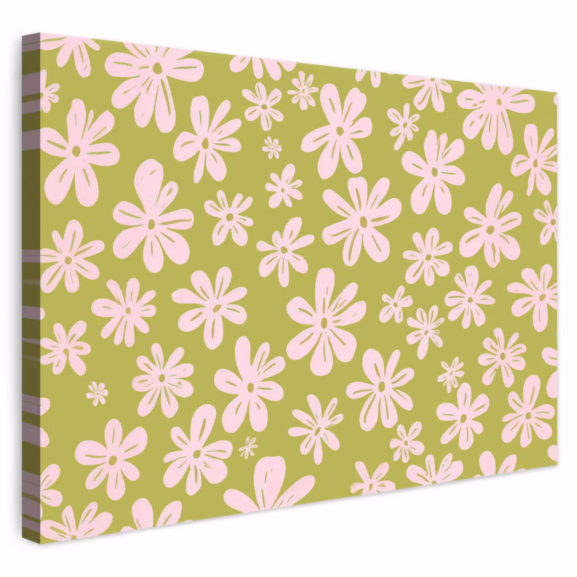 Leinwandbild - Blumen - Rosa - Gemustert