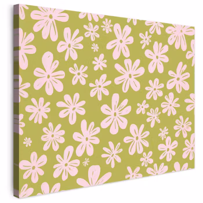 Leinwandbild - Blumen - Rosa - Gemustert
