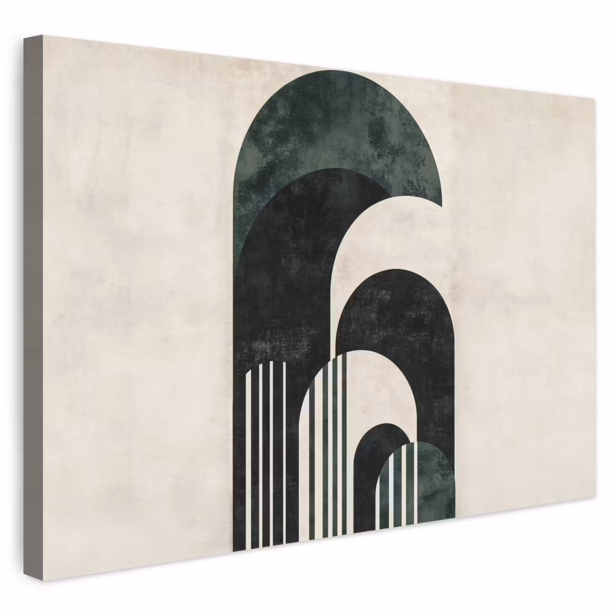 Leinwandbild - Bögen - Dunkelgrün - Linien