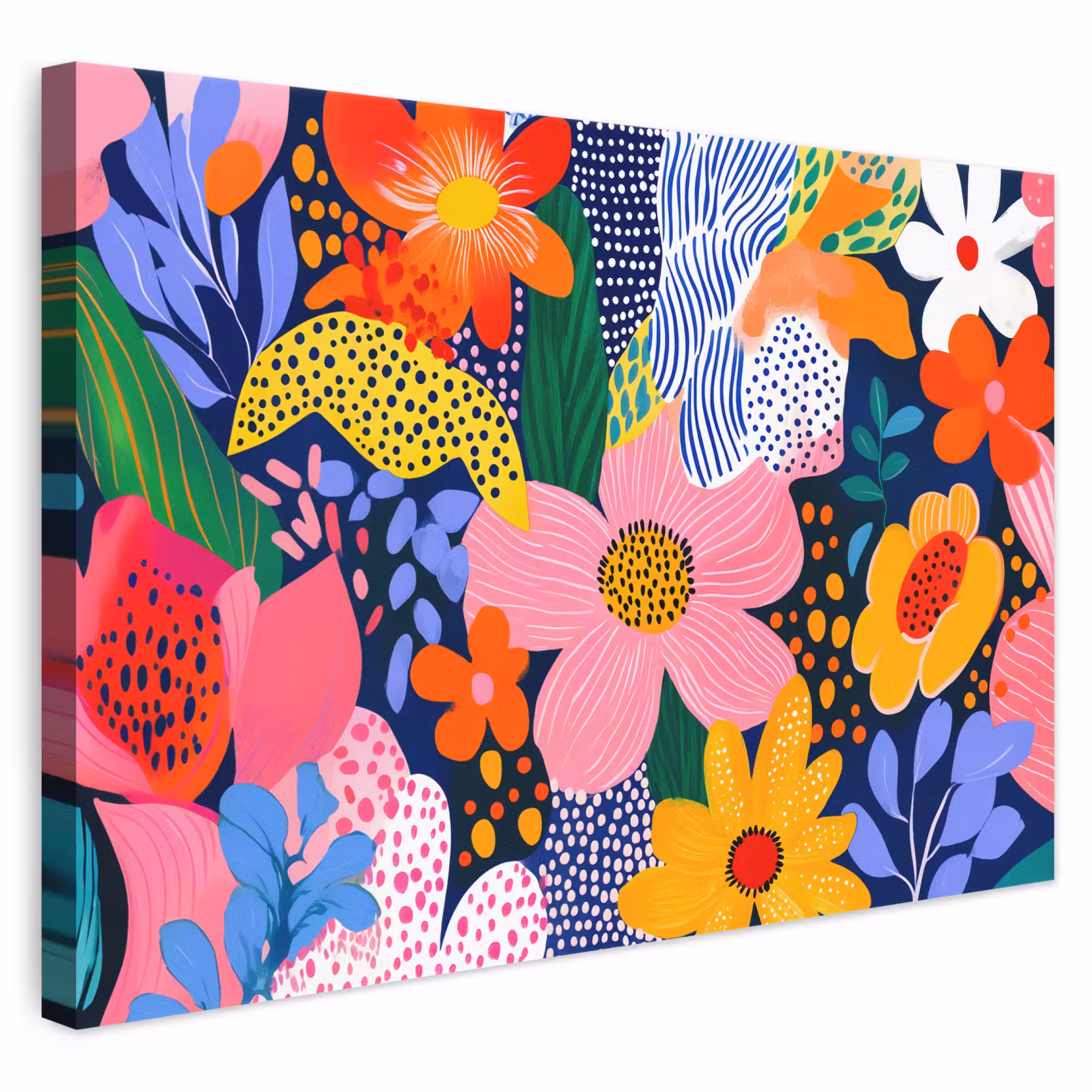 Leinwandbild - Bunt - Blumen - Abstrakt - Punkte