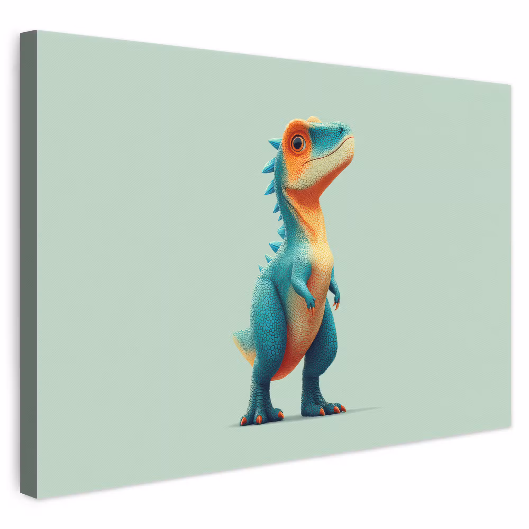 Leinwandbild - Cartoon - Dino - Orange - Kegelspiel