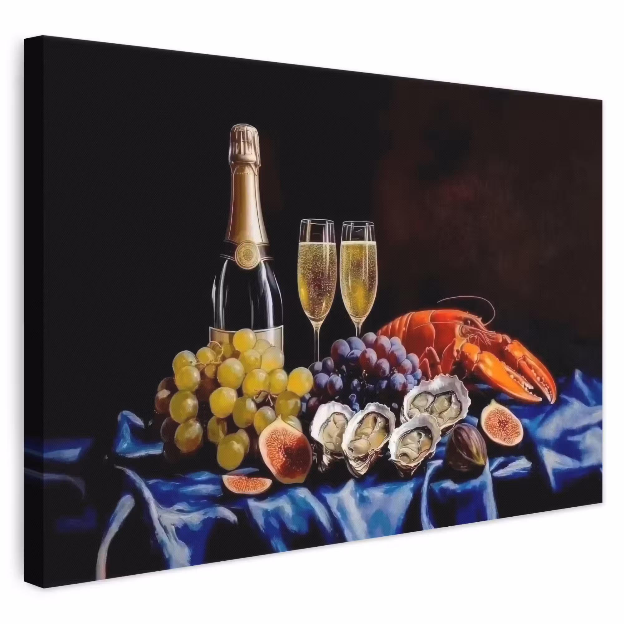 Leinwandbild - Champagner - Luxus - Austern