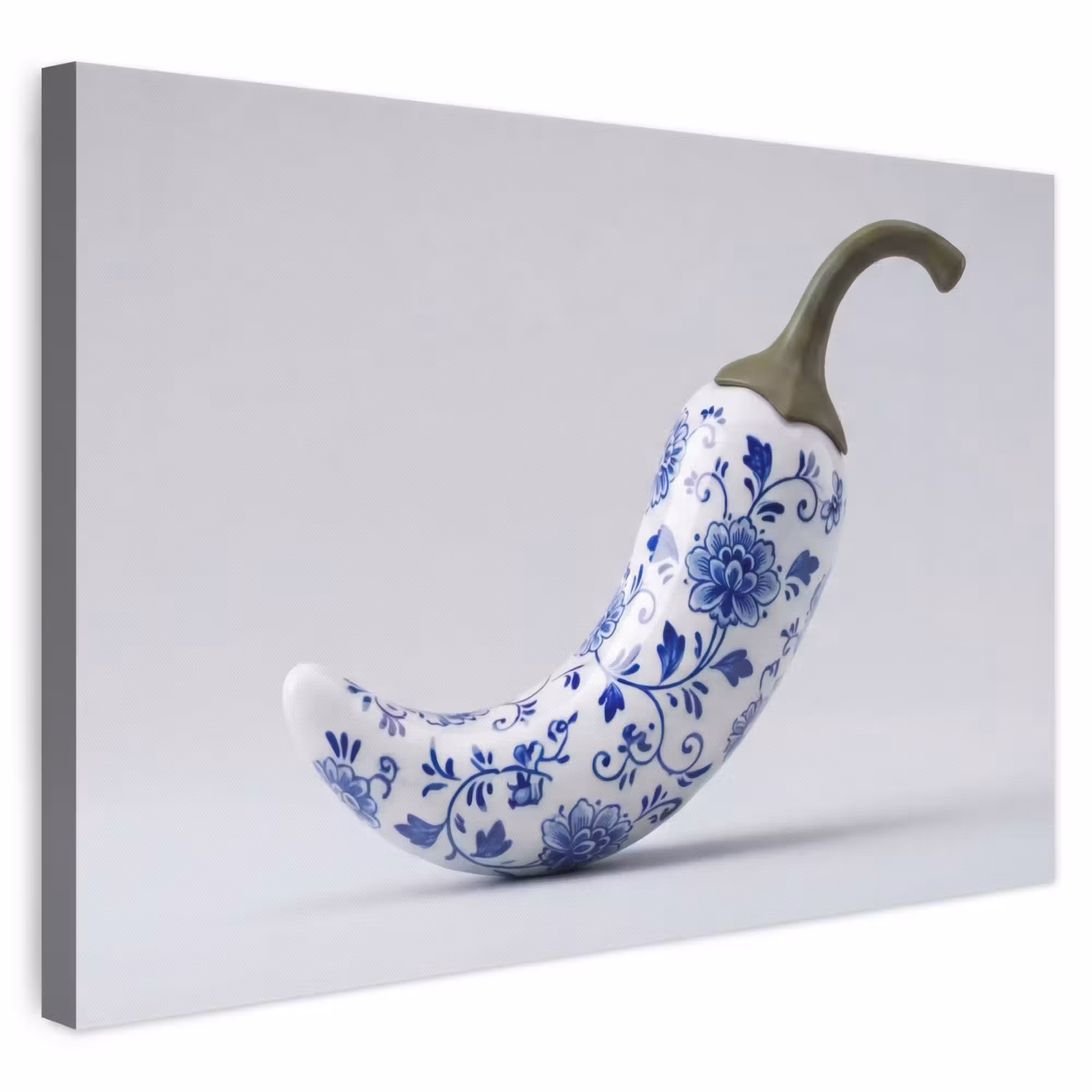 Leinwandbild - Chilischote - Keramik - Blau