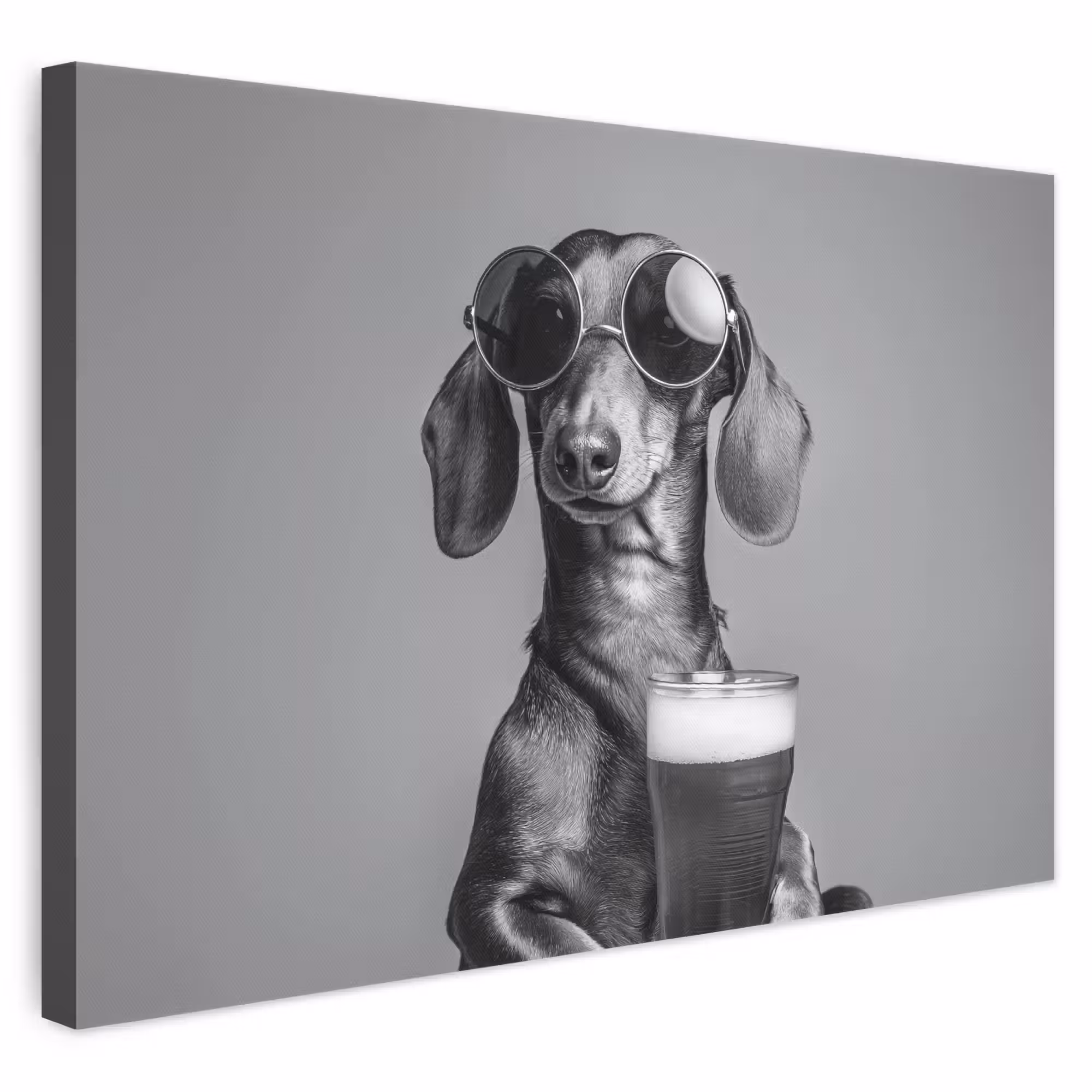 Leinwandbild - Dackel - Bier - Gläser - Gläser