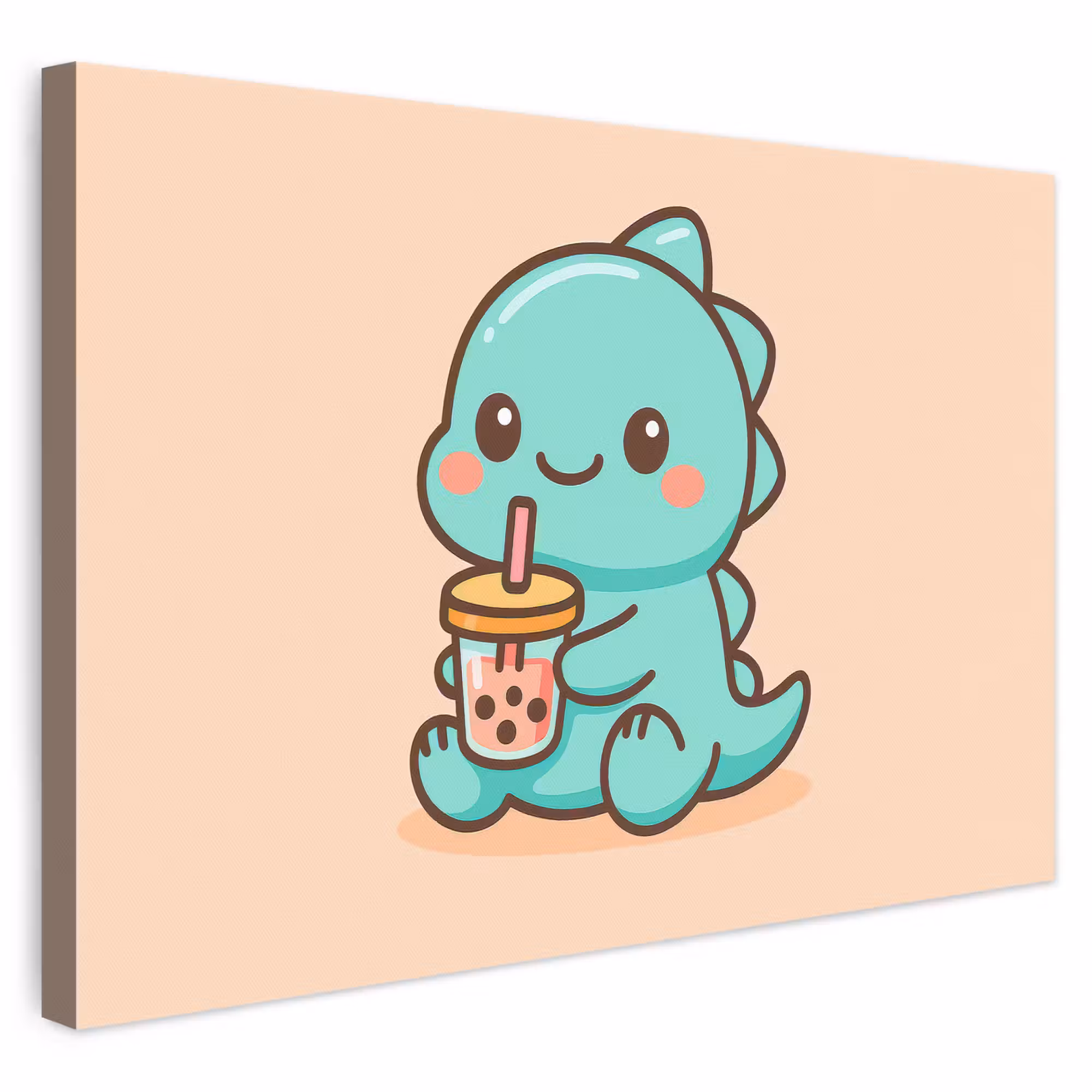 Leinwandbild - Dino - Boba - kawaii - Orange
