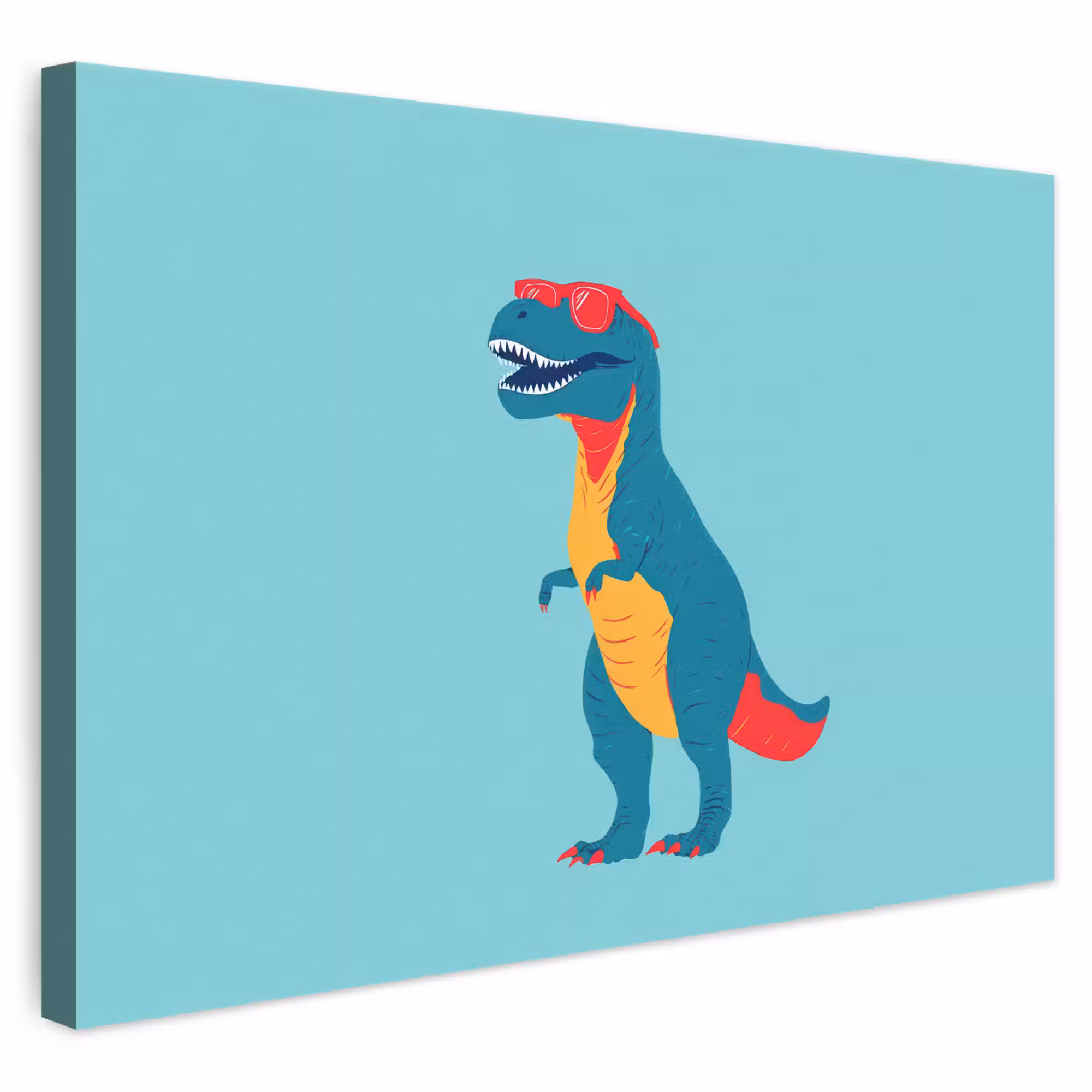 Leinwandbild - Dinosaurier - Blau - Sonnenbrille