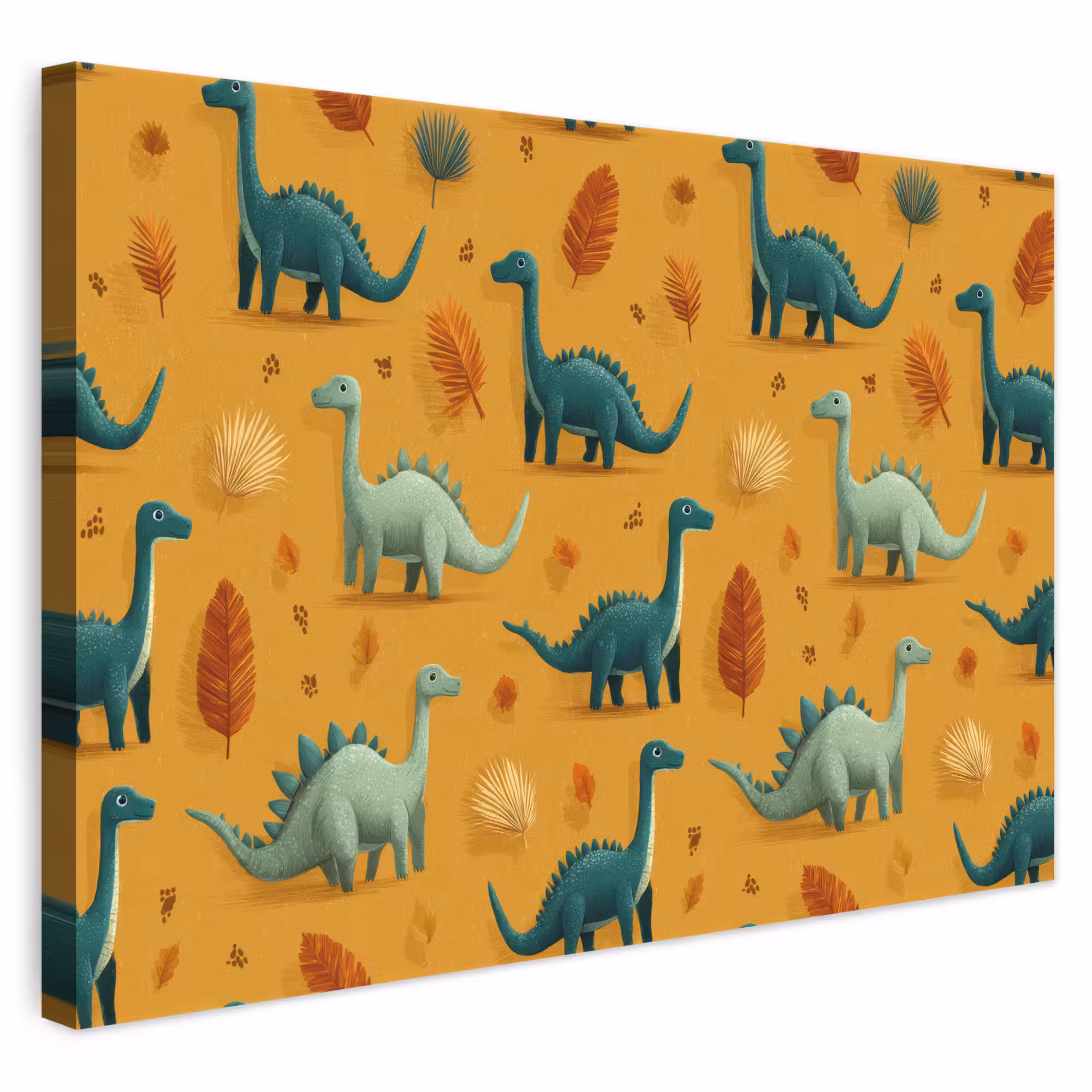 Leinwandbild - Dinosaurier - Stacheln - Herbstblätter - Braun