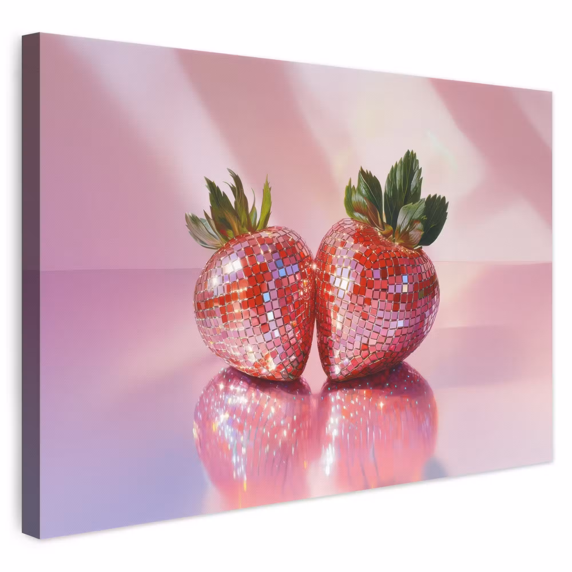 Leinwandbild - Disco - Obst - Glitzer - Erdbeere