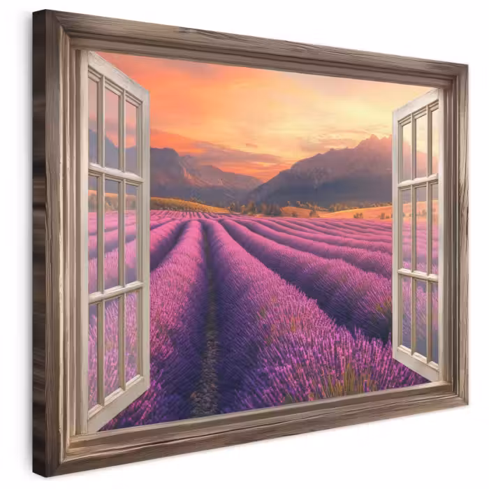 Leinwandbild - Durchsichtig - Lavendel - Landschaft - Blumen - Lila