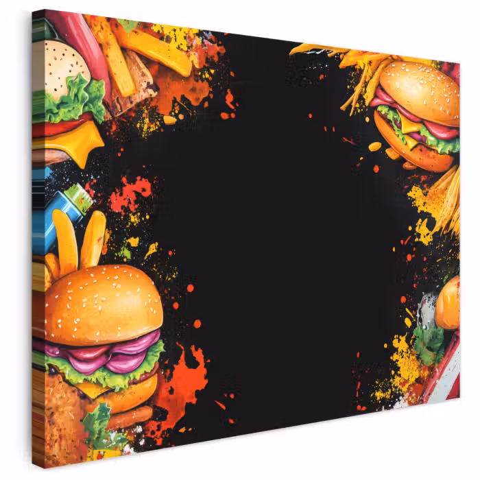Leinwandbild - Fastfood - Graffiti - Hamburger - Lebensmittel - Modern
