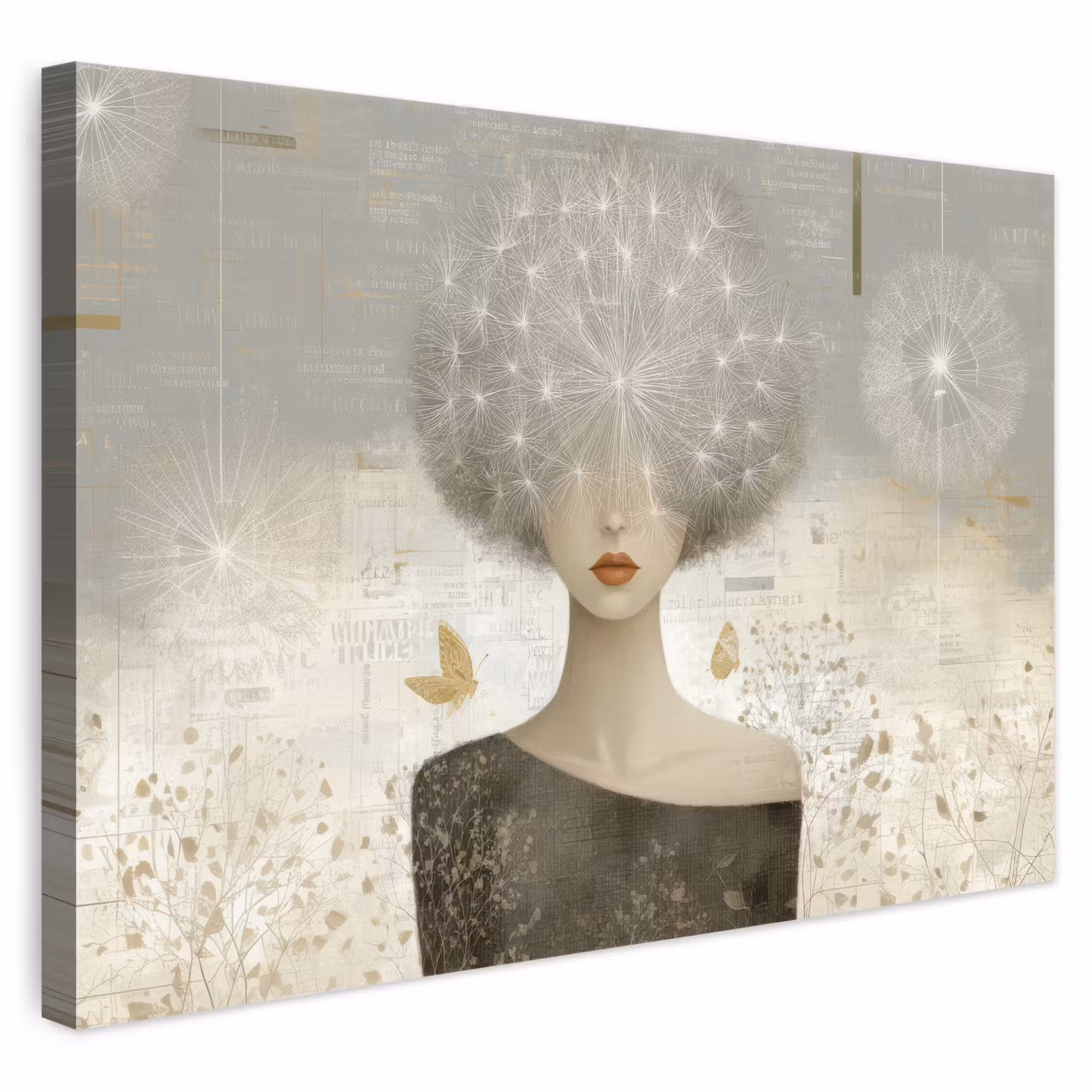 Leinwandbild - Fluff - Frau - Beige