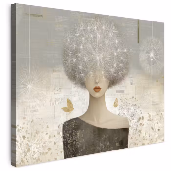Leinwandbild - Fluff - Frau - Beige