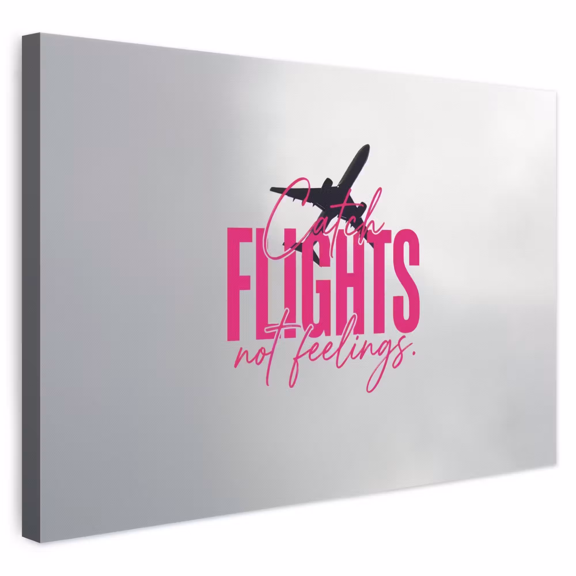 Leinwandbild - Flüge fangen, nicht Gefühle - Flugzeug - Pink