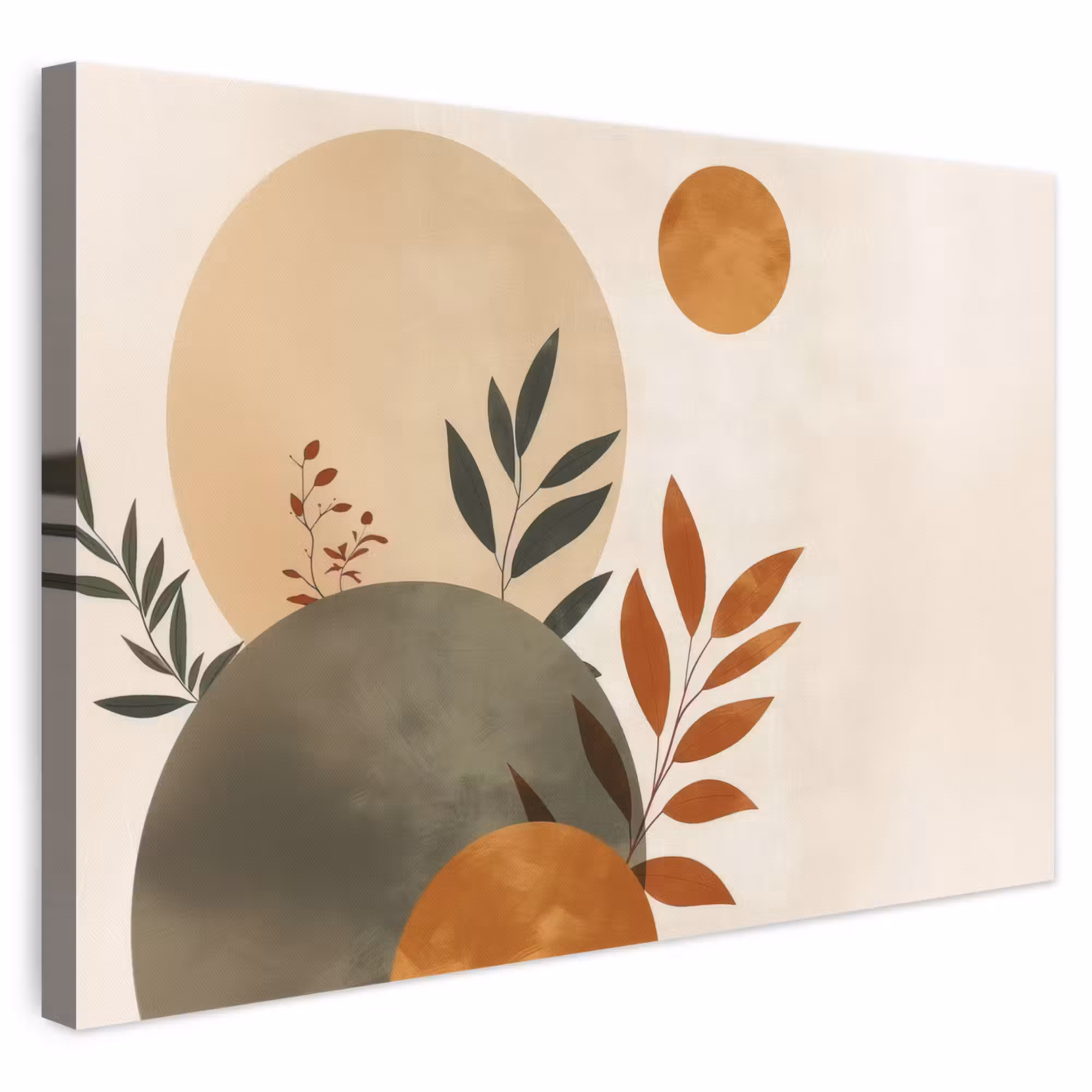 Leinwandbild - Formen - Rund - Blätter - Beige