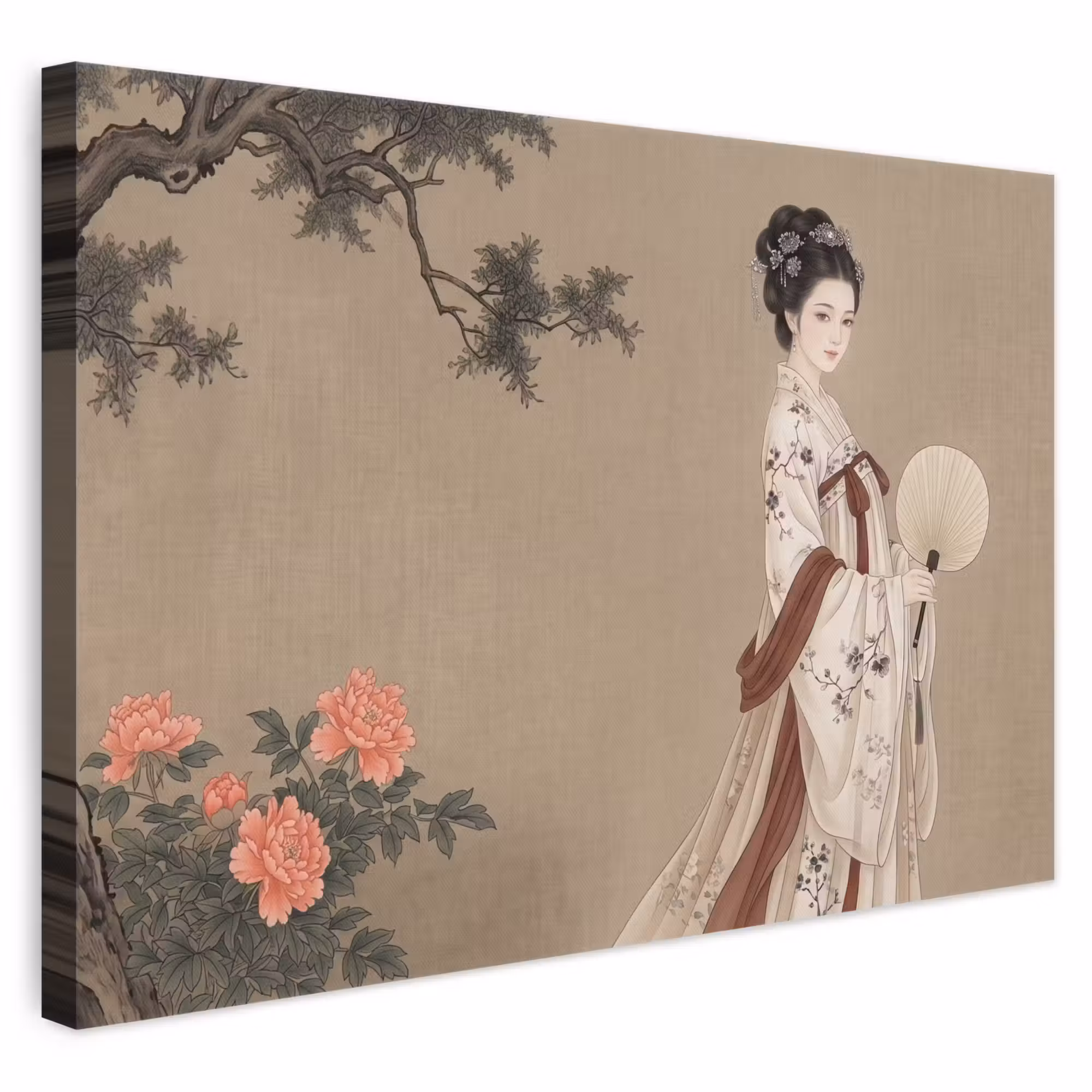 Leinwandbild - Frau - Asien - Kunst - Beige