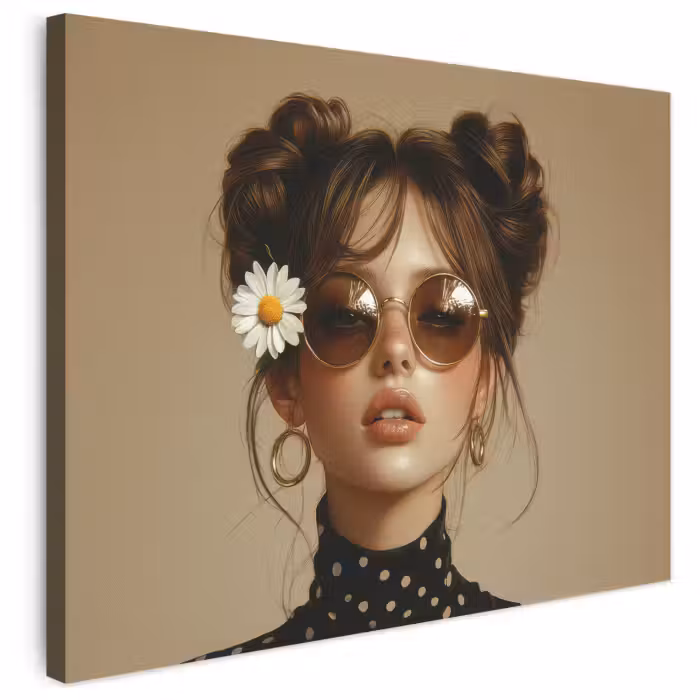 Leinwandbild - Frau - Beige - Blume - Modern - Porträt