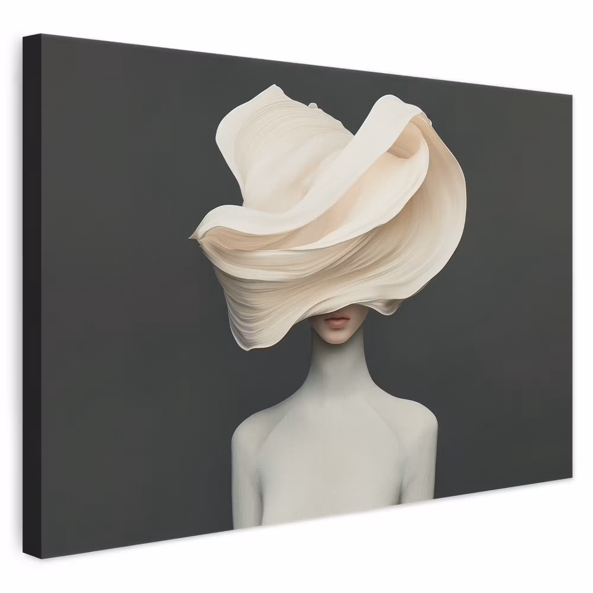 Leinwandbild - Damen – Beige – Hut