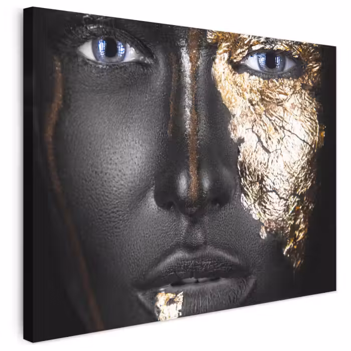 Leinwandbild - Frau - Blattgold - Schwarz - Gold - Luxus