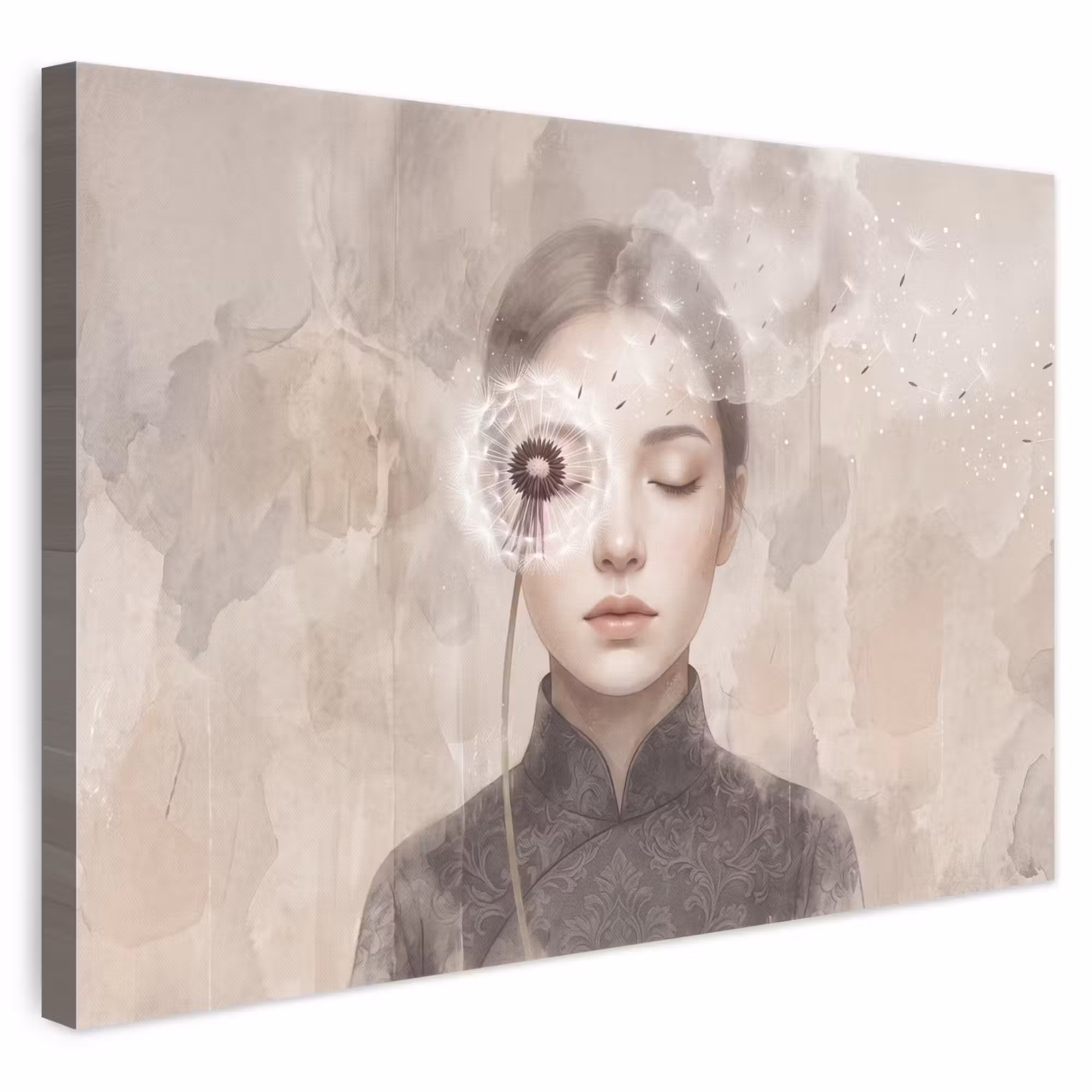 Leinwandbild - Frau - Gelassenheit - Grau