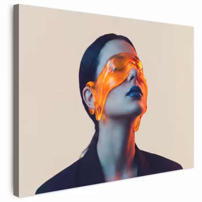 Leinwandbild - Frau – Orange – Abstrakt – Modern – Farbenfroh