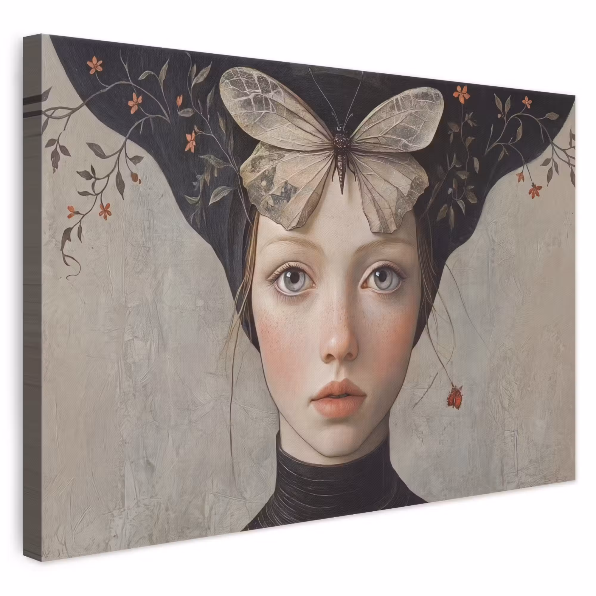 Leinwandbild - Frau - Schmetterling - Kunst - Klassisch - Gedämpft
