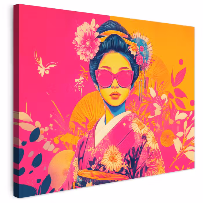 Leinwandbild - Frau - Sonnenbrille - Abstrakt - Orange