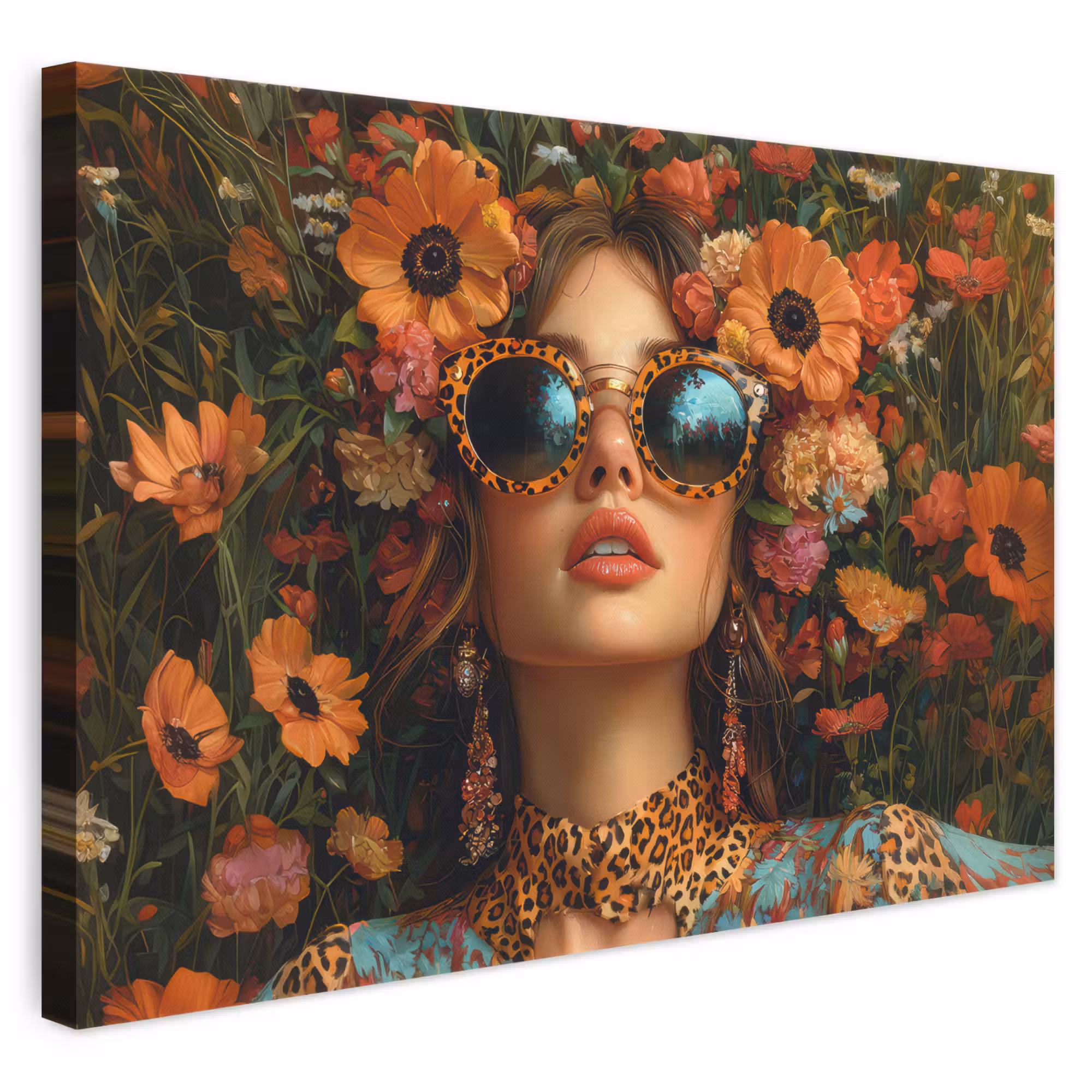 Leinwandbild - Frauen - Blumen - Modern - Brille - Abstrakt