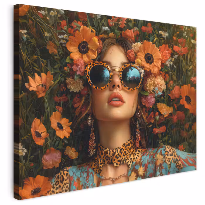 Leinwandbild - Frauen - Blumen - Modern - Brille - Abstrakt