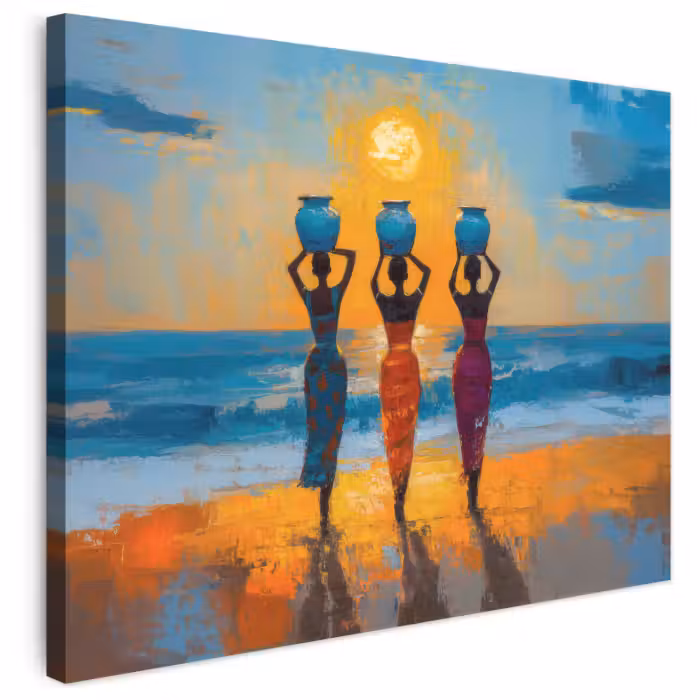 Leinwandbild - Frauen - Strand - Sonnenuntergang