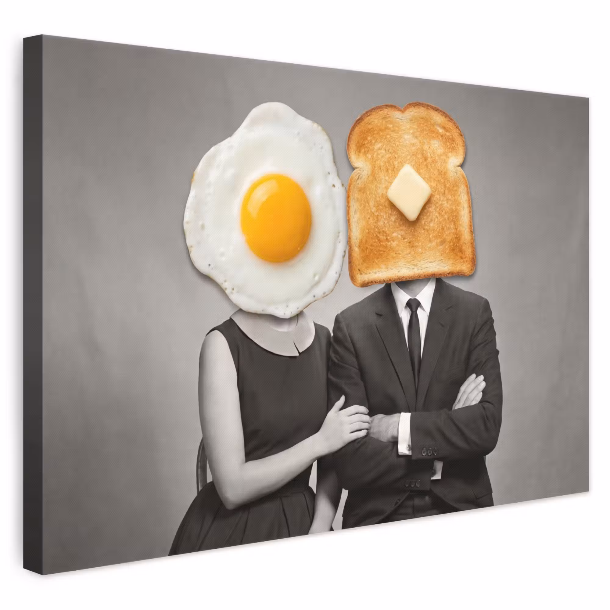 Leinwandbild - Frühstück - Ehepaar - Ei - Brot