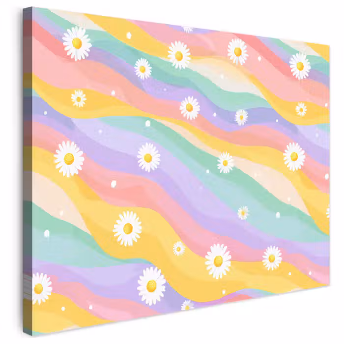Leinwandbild - Gänseblümchen - Bunt - Pastell