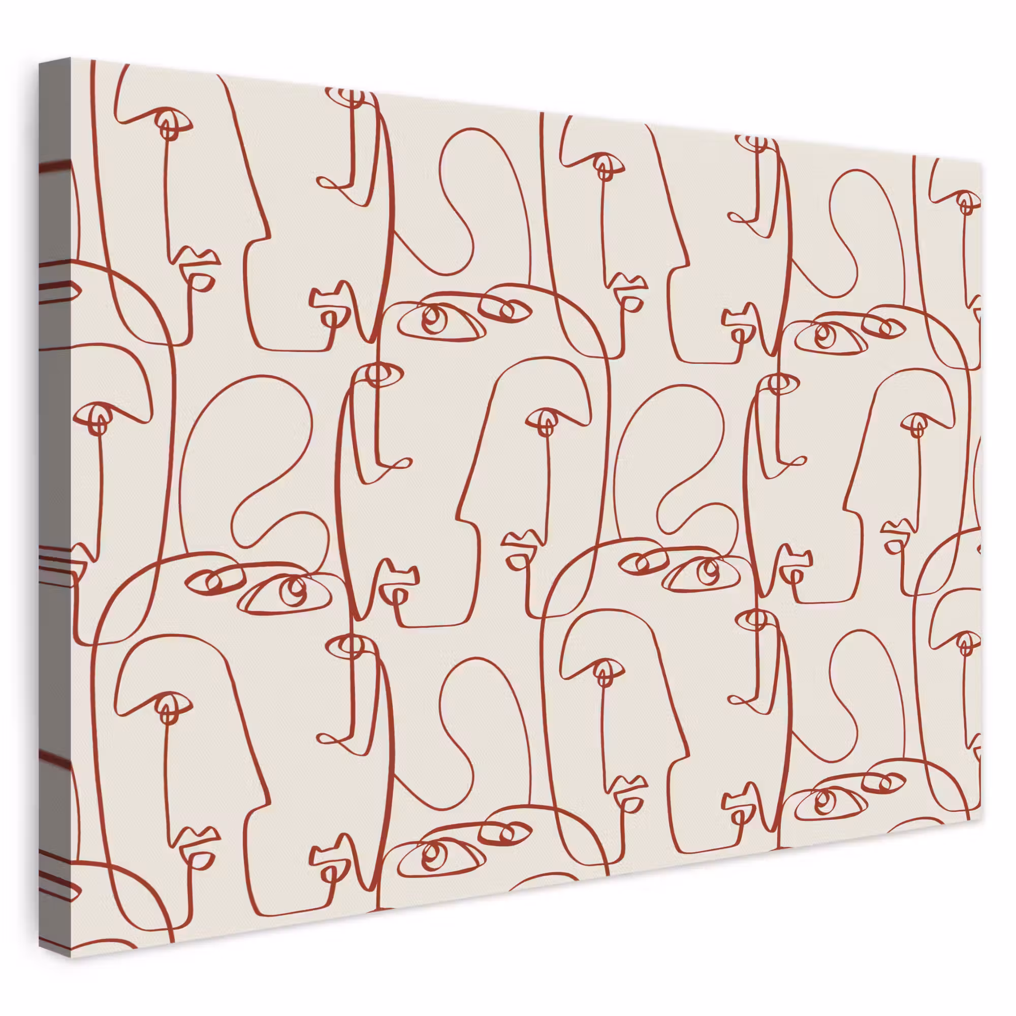 Leinwandbild - Gesichter - Abstrakt - Rot - Beige