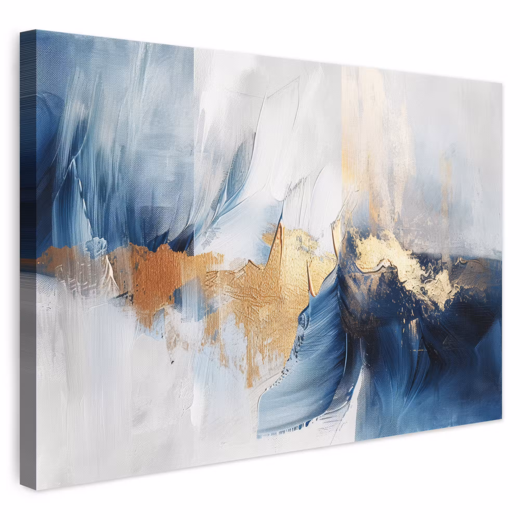 Leinwandbild - Gold - Blau - Aquarell - Kunst - Modern