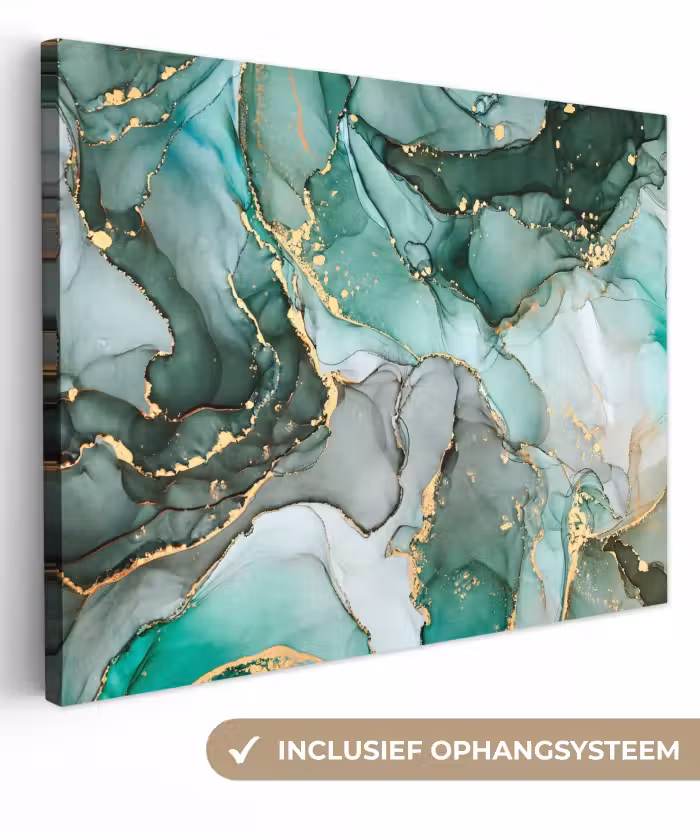 Leinwandbild - Gold - Marmor - Grün - Luxus - Marmoroptik - Grau