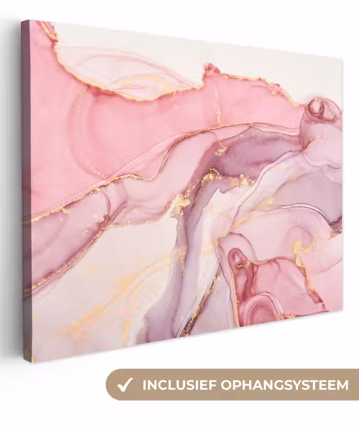 Leinwandbild - Gold - Marmor - Rosa