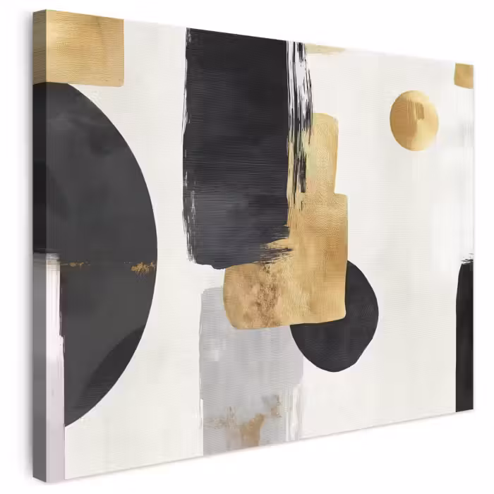 Leinwandbild - Gold - Rechtecke - Kreise - Abstrakt