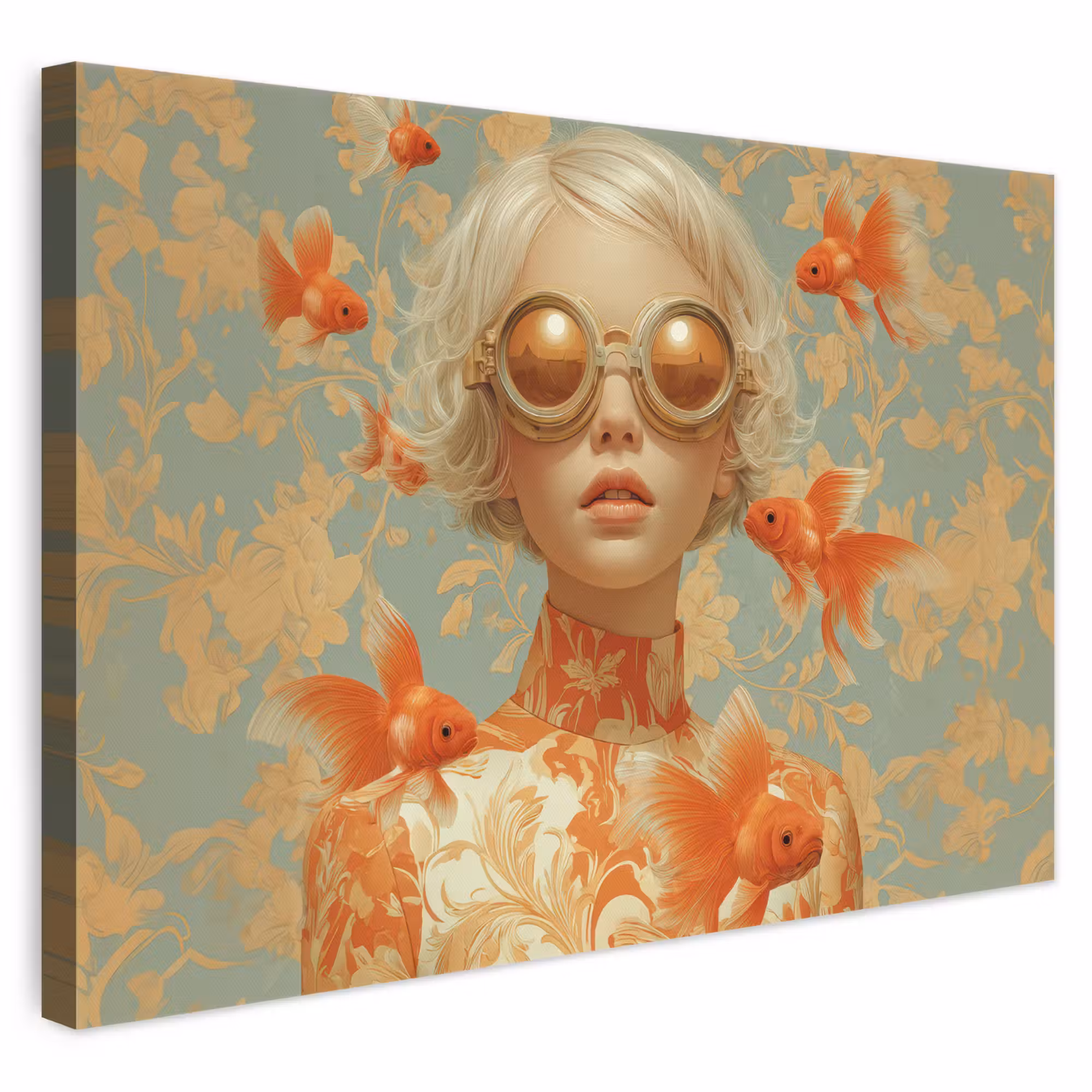 Leinwandbild - Goldfisch - Orange - Weiblich - Blond