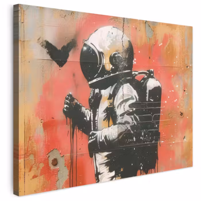 Leinwandbild - Graffiti - Astronaut - Straßenkunst - Weltraum - Banksy