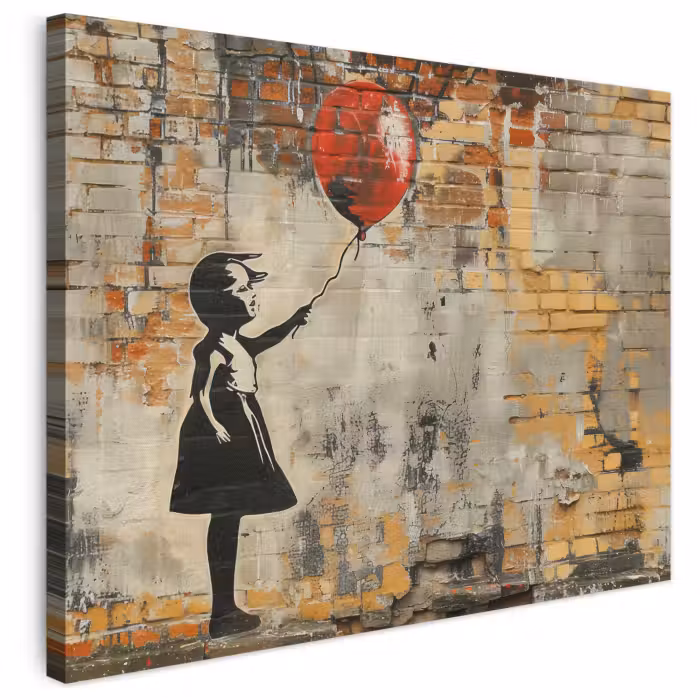 Leinwandbild - Graffiti - Banksy - Mädchen - Straßenkunst