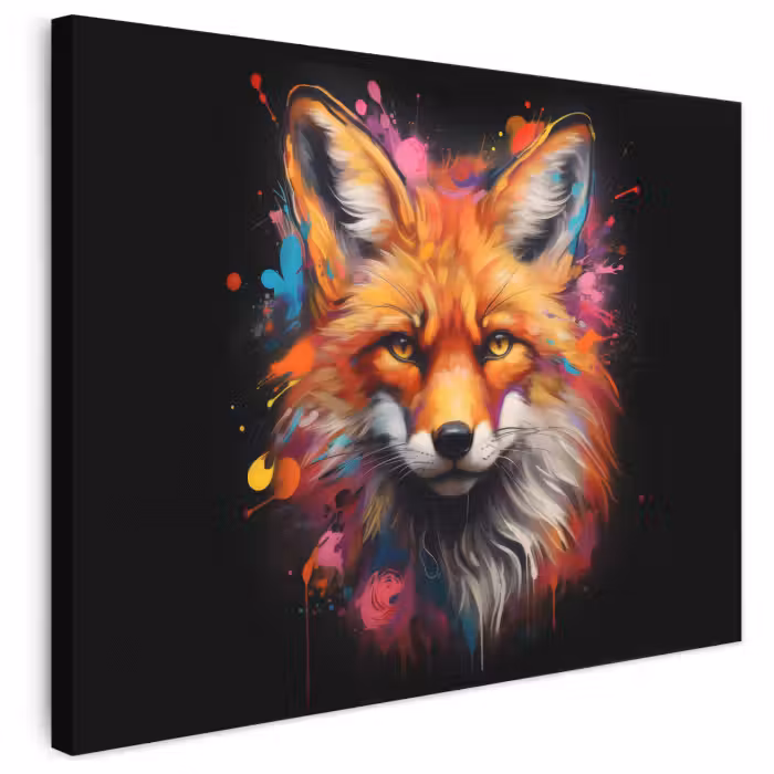 Leinwandbild - Graffiti - Fuchs - Schwarz - Pop-Art