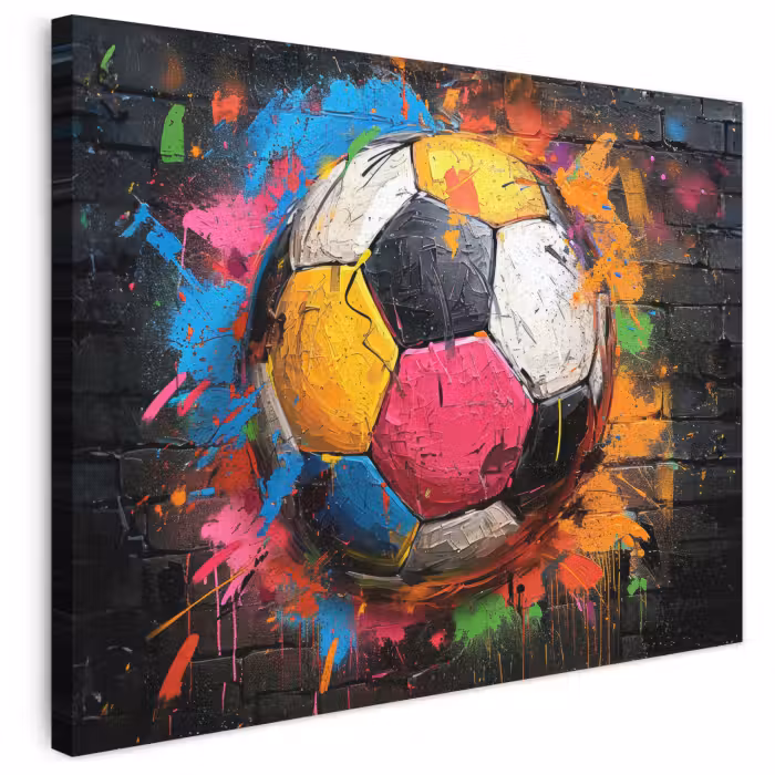 Leinwandbild - Graffiti - Fußball - Wand - Straßenkunst - Sport