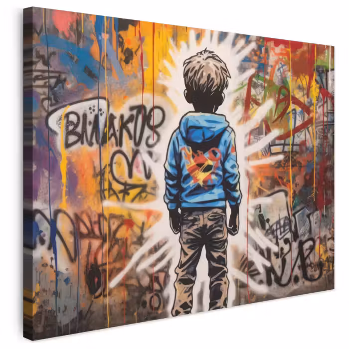 Leinwandbild - Graffiti - Junge - Farben - Kunst - Straßenkunst