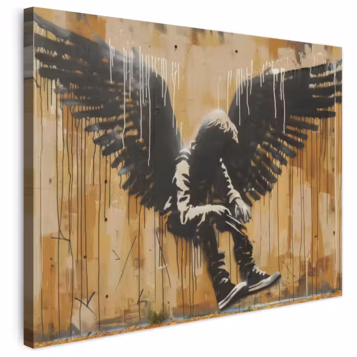 Leinwandbild - Graffiti - Kunst - Flügel - Straßenkunst - Banksy