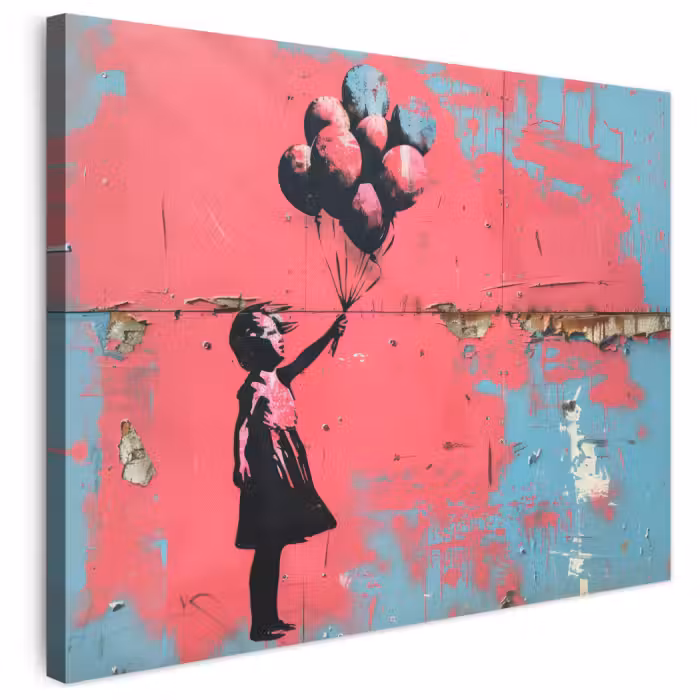 Leinwandbild - Graffiti - Mädchen - Luftballon - Banksy - Straßenkunst