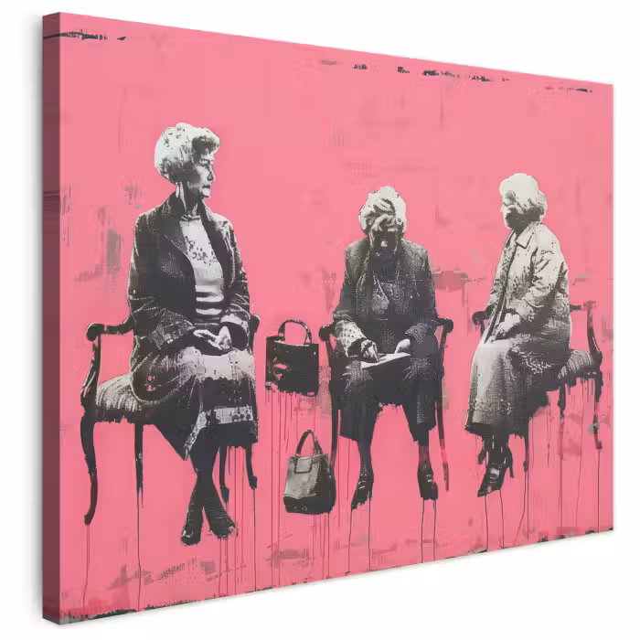 Leinwandbild - Graffiti - Vintage - Schwarz - Straßenkunst - Rosa - Banksy