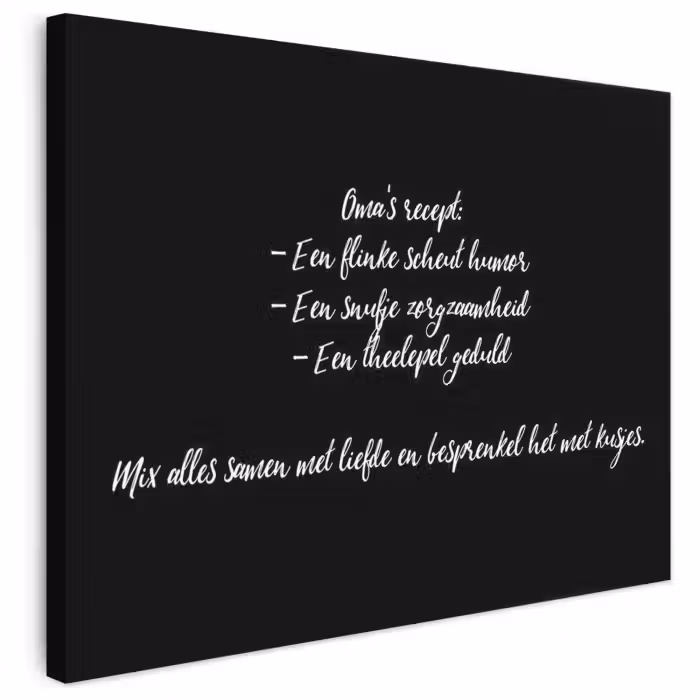 Leinwandbild - Großmutters Rezept - Kochen - Zitate - Sprichwörter - Großmutter