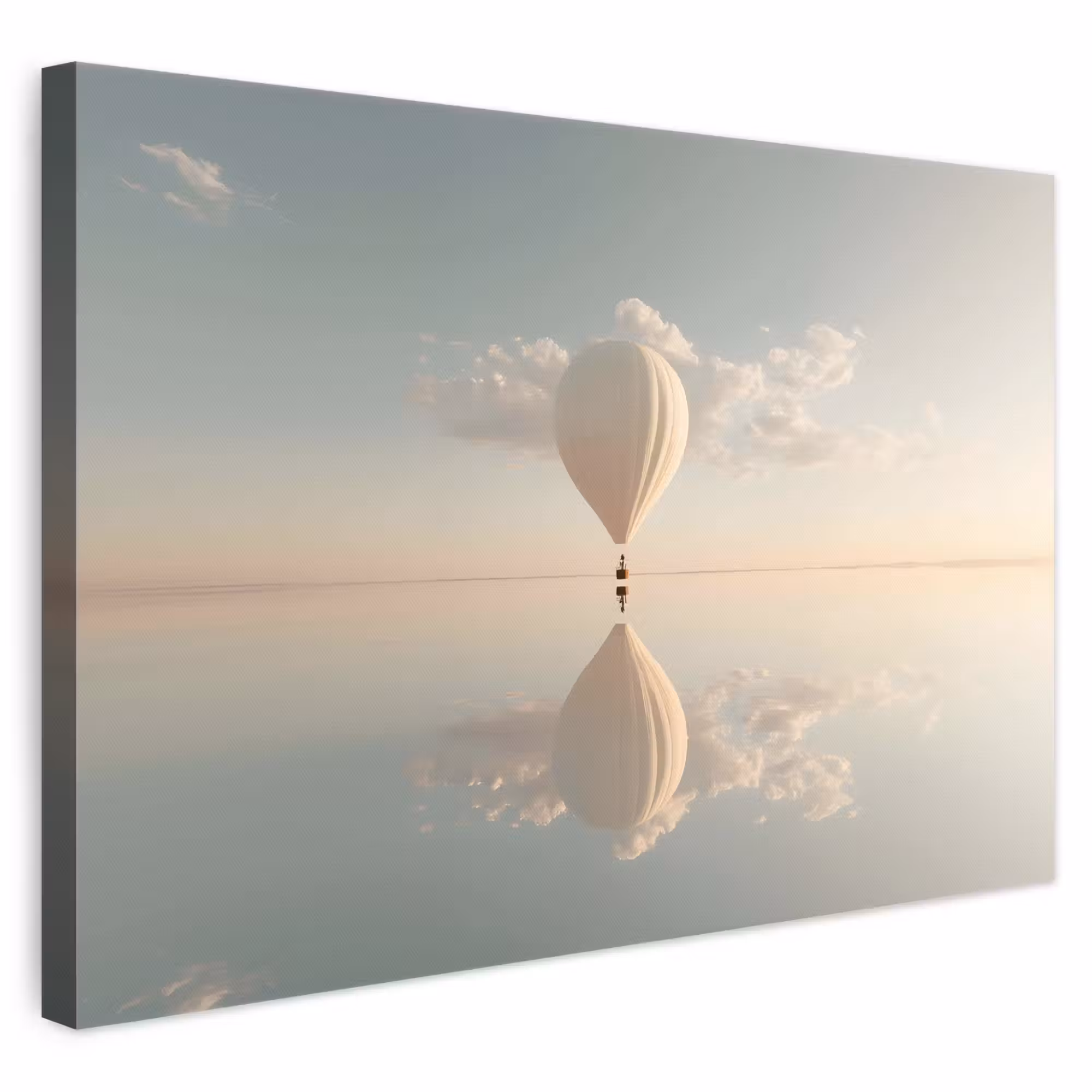 Leinwandbild - Heißluftballon - Wolken - Wasser - Blau
