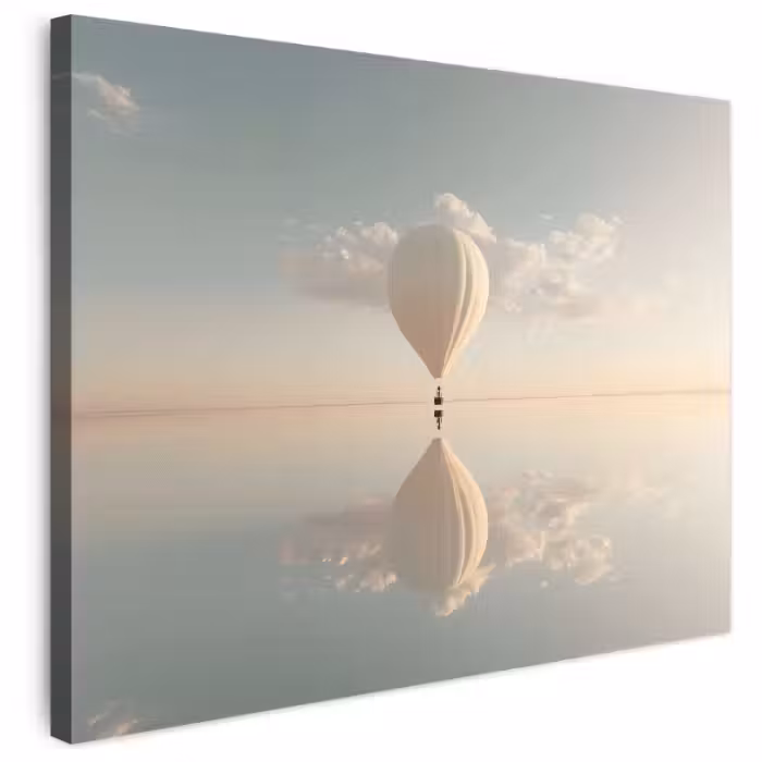 Leinwandbild - Heißluftballon - Wolken - Wasser - Blau