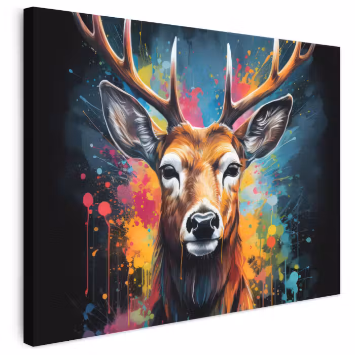 Leinwandbild - Hirsche - Graffiti - Tiere - Farben