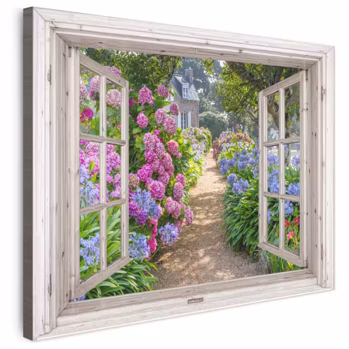 Leinwandbild - Hortensie - Durchsichtig - Blumen - Sommer - Lila - Weg